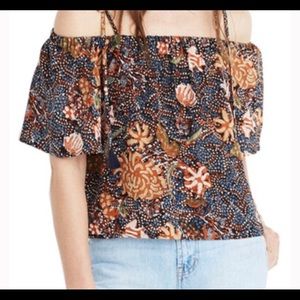 Madewell Silk Cold Shoulder Top in Sea Floral